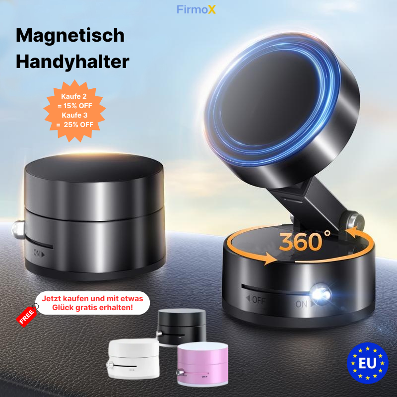 FirmoX Verbesserter magnetischer Telefonhalter, 360 ° -Drehung, starker Magnet, faltbares und tragbares Design, perfekt für Autos, Glas, Fitnessstudios und andere glatte Oberflächen