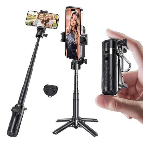 FirmoX Tragbarer Selfie-Stick, All-in-One Selfie-Stick-Stativ, Selfie-Stick im Taschenformat für Smartphones, Stativ für Handy mit kabelloser abnehmbarer Fernbedienung für Fotografie, Live-Streaming, Videoaufzeichnung
