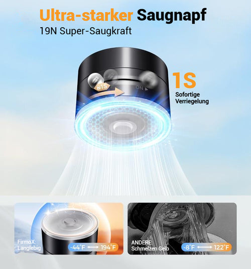 FirmoX Verbesserter magnetischer Telefonhalter, 360 ° -Drehung, starker Magnet, faltbares und tragbares Design, perfekt für Autos, Glas, Fitnessstudios und andere glatte Oberflächen