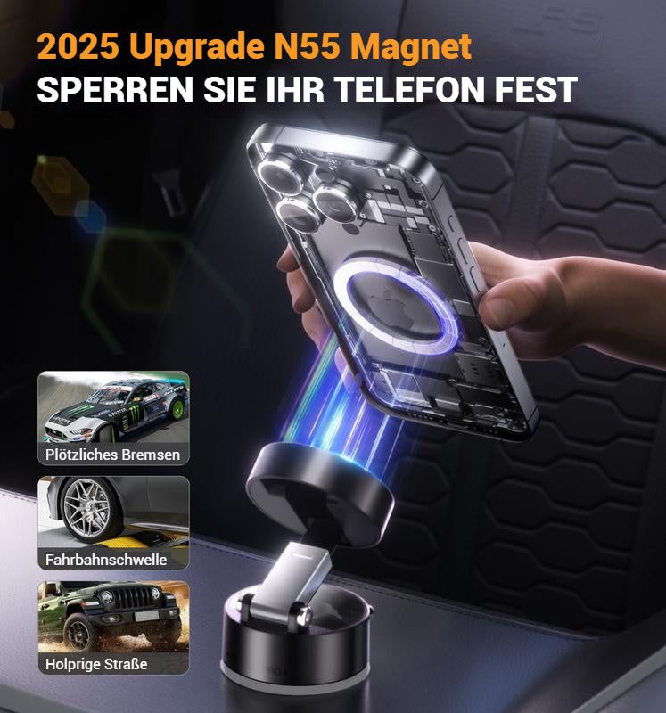 FirmoX Verbesserter magnetischer Telefonhalter, 360 ° -Drehung, starker Magnet, faltbares und tragbares Design, perfekt für Autos, Glas, Fitnessstudios und andere glatte Oberflächen