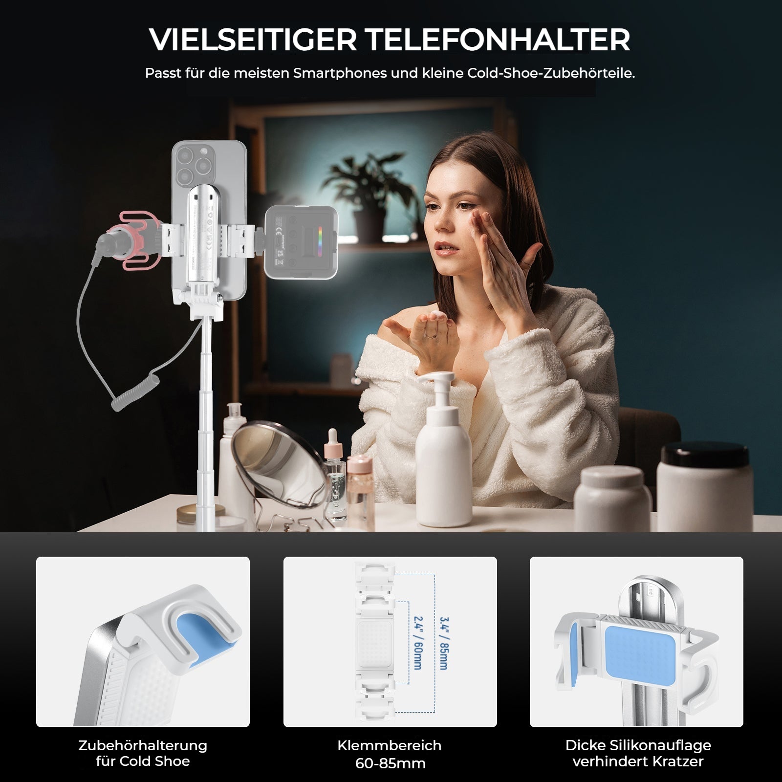 FirmoX Tragbarer Selfie-Stick, All-in-One Selfie-Stick-Stativ, Selfie-Stick im Taschenformat für Smartphones, Stativ für Handy mit kabelloser abnehmbarer Fernbedienung für Fotografie, Live-Streaming, Videoaufzeichnung