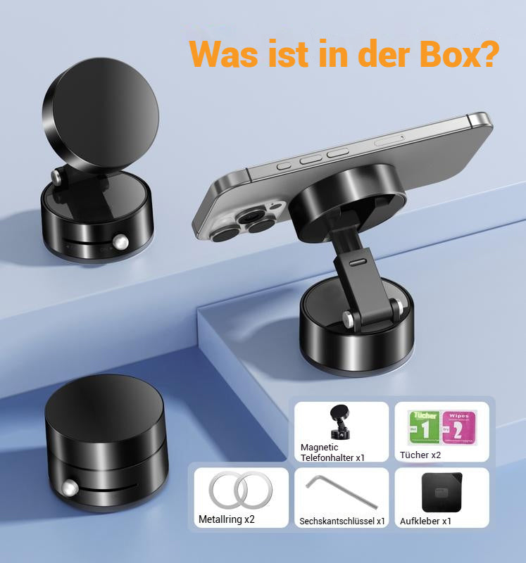 FirmoX Verbesserter magnetischer Telefonhalter, 360 ° -Drehung, starker Magnet, faltbares und tragbares Design, perfekt für Autos, Glas, Fitnessstudios und andere glatte Oberflächen